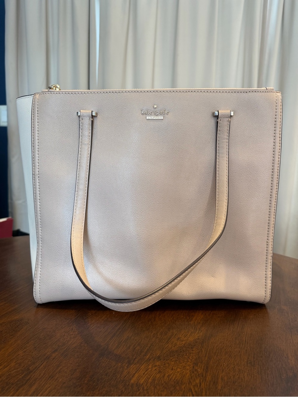 Kate Spade New York Leather Colorblock Zip Tote Purse, Lined